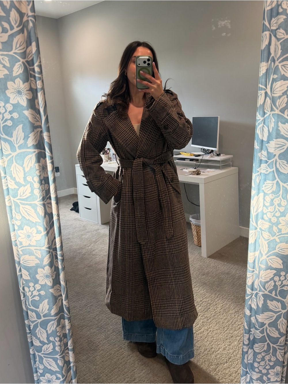 GAP Brown Houndstooth Wool Coat NWT